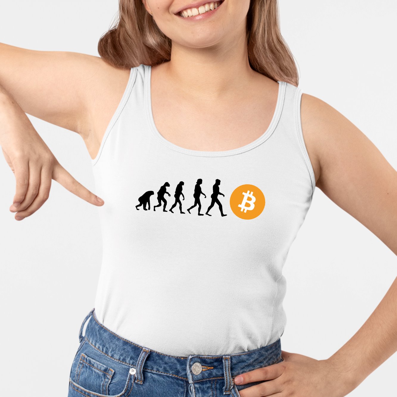 Débardeur Femme Évolution Bitcoin Blanc