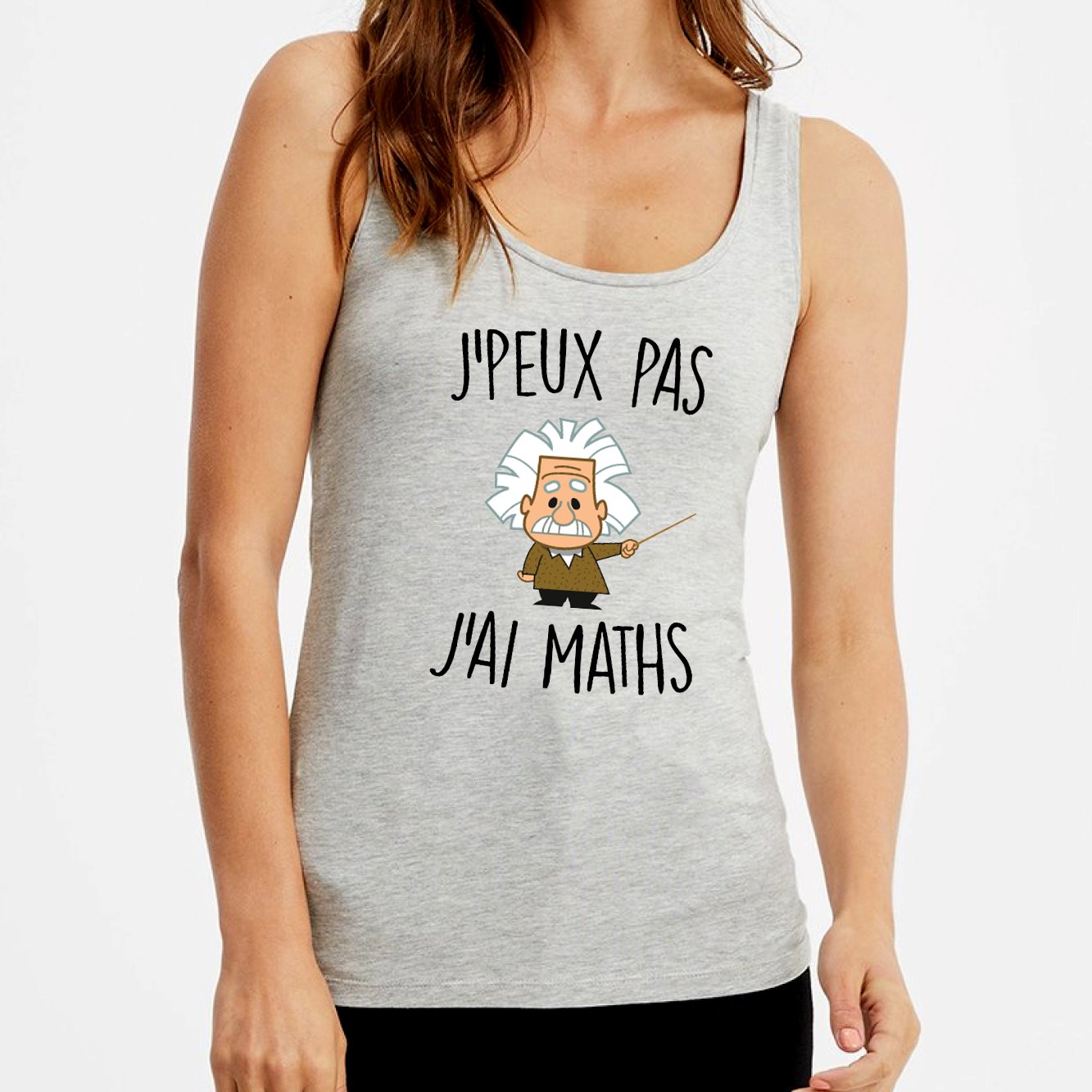 Débardeur Femme J'peux pas j'ai maths Gris