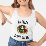 Débardeur Femme La pizza c'est la vie Blanc