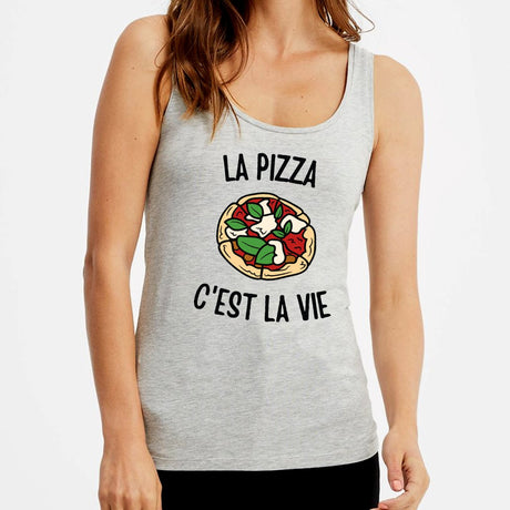 Débardeur Femme La pizza c'est la vie Gris