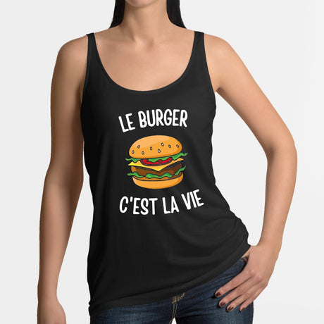 Débardeur Femme Le burger c'est la vie Noir