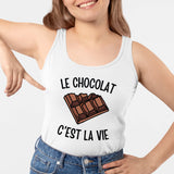 Débardeur Femme Le chocolat c'est la vie Blanc