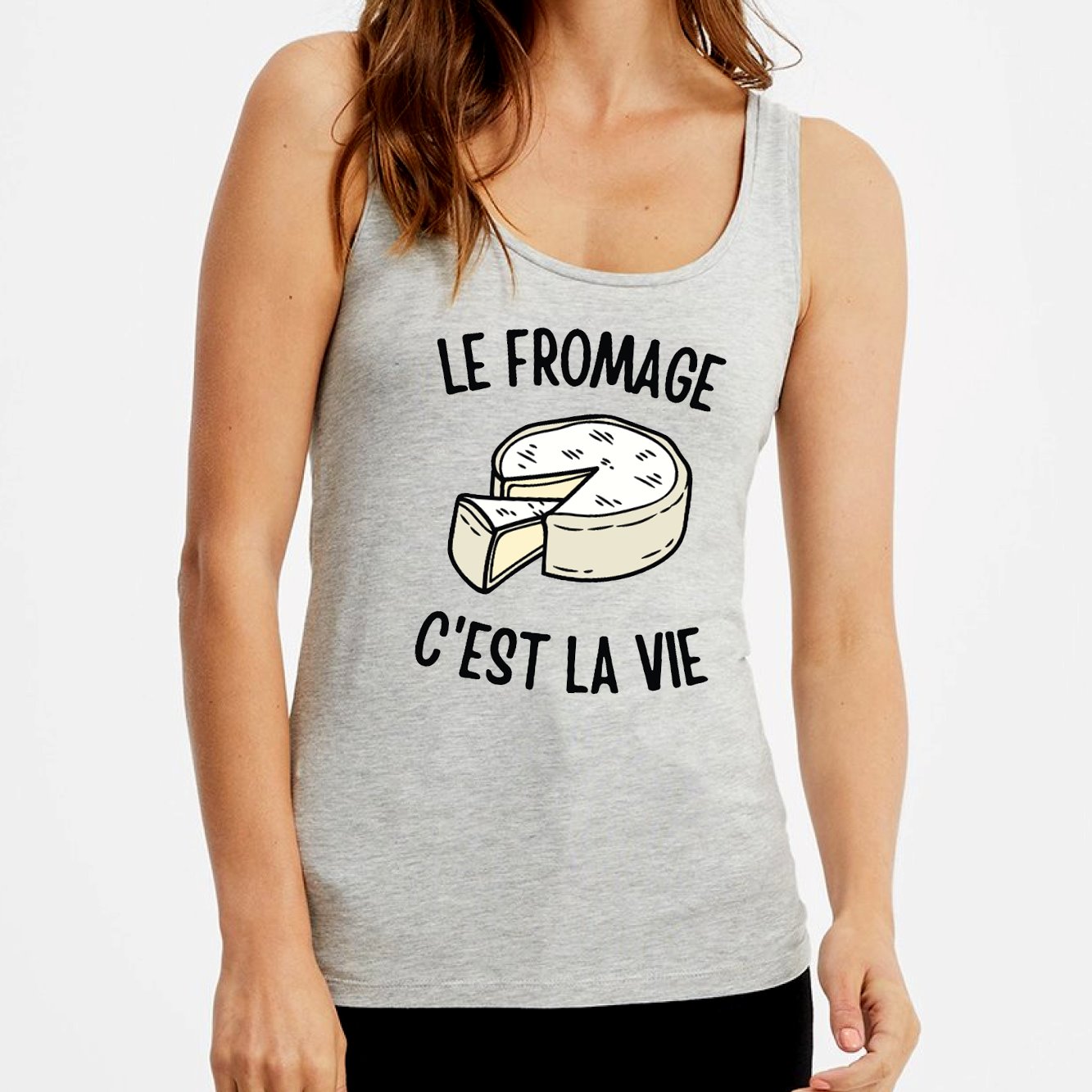 Débardeur Femme Le fromage c'est la vie Gris