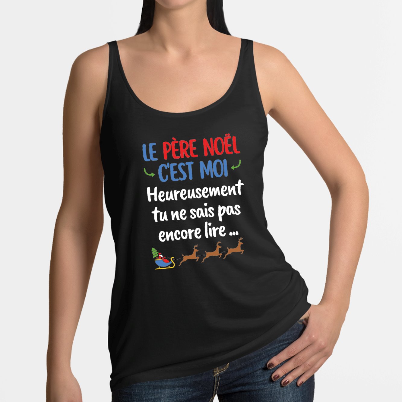 Débardeur Père Noël - T-shirt à Manches Courtes Humour Noël - Léger, Coupe Classique - Cadeau Drôle De Fêtes