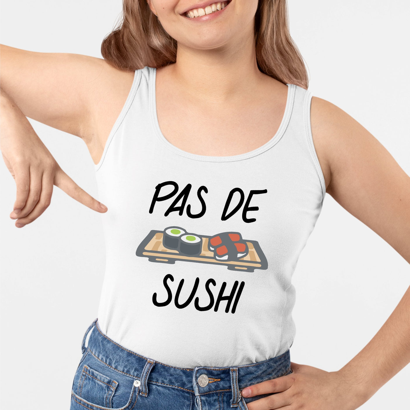 Débardeur Femme Pas de sushi Blanc