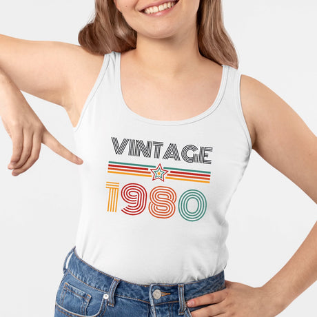 Débardeur Femme Vintage année 1980 Blanc