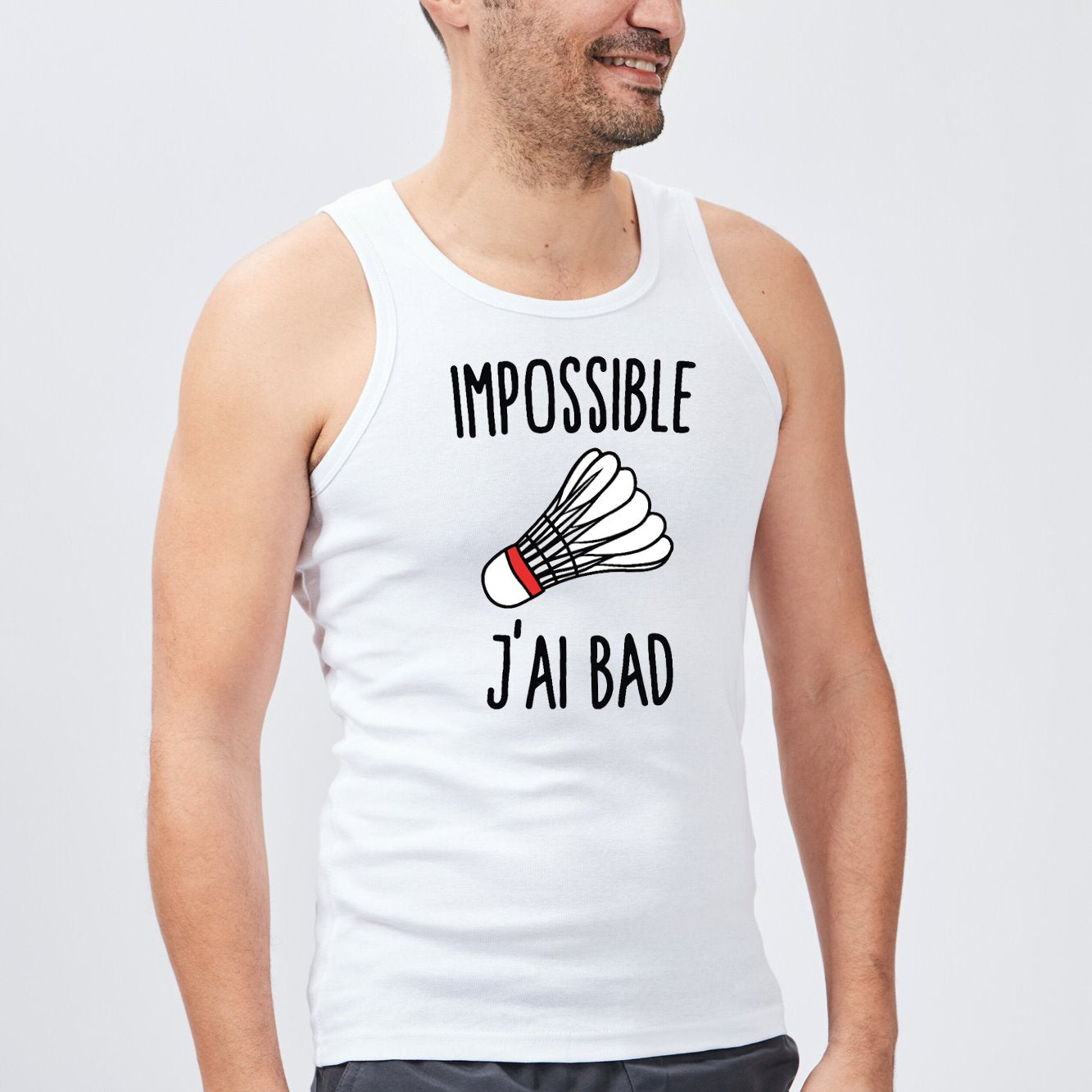 Débardeur Homme Impossible j'ai bad Blanc