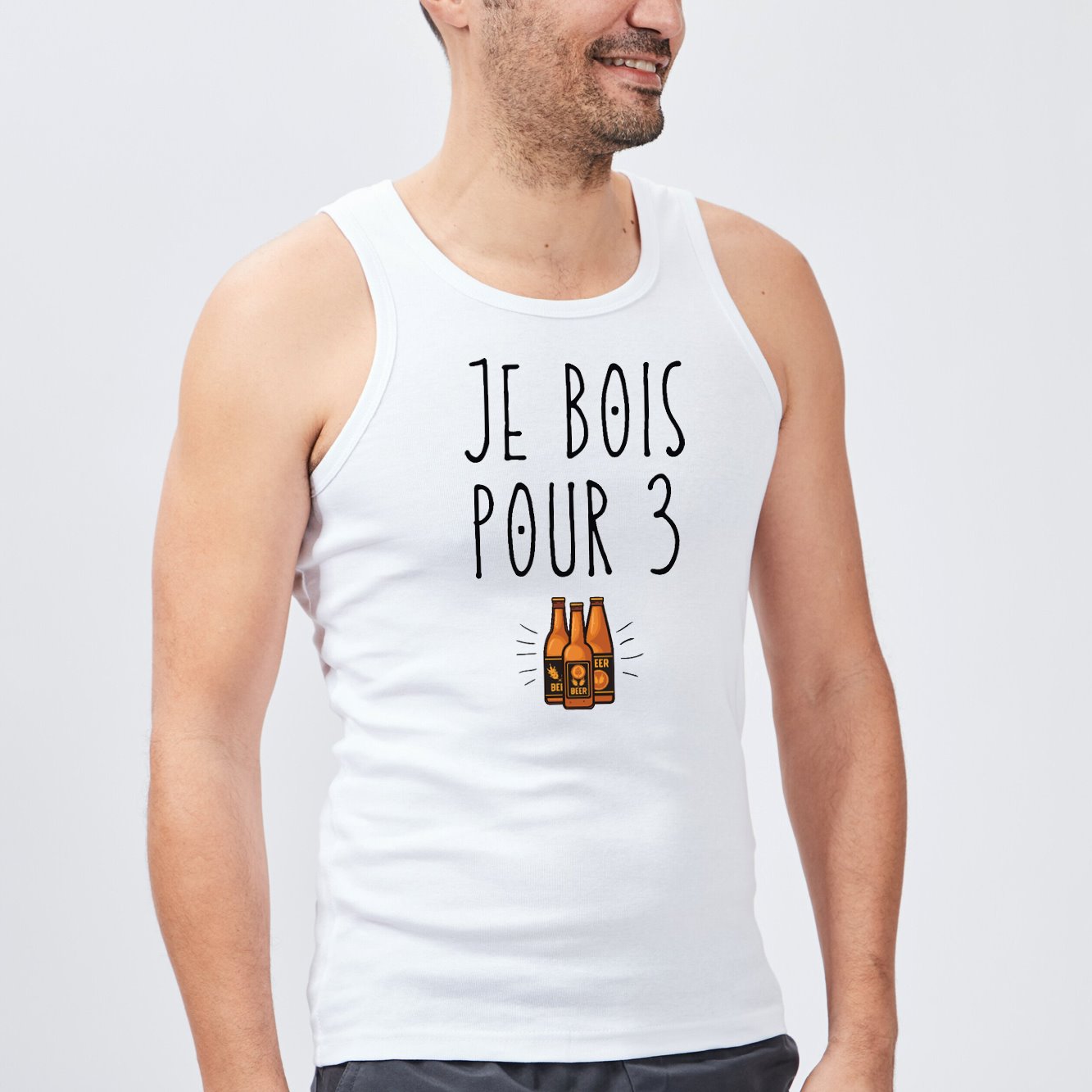 Débardeur Homme Je bois pour 3 Blanc