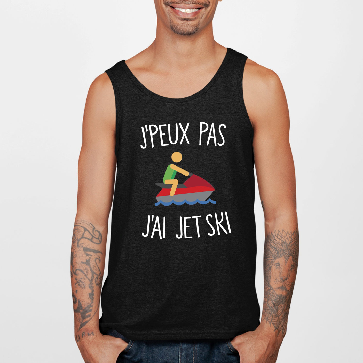 Débardeur Homme J'peux pas j'ai jet ski Noir