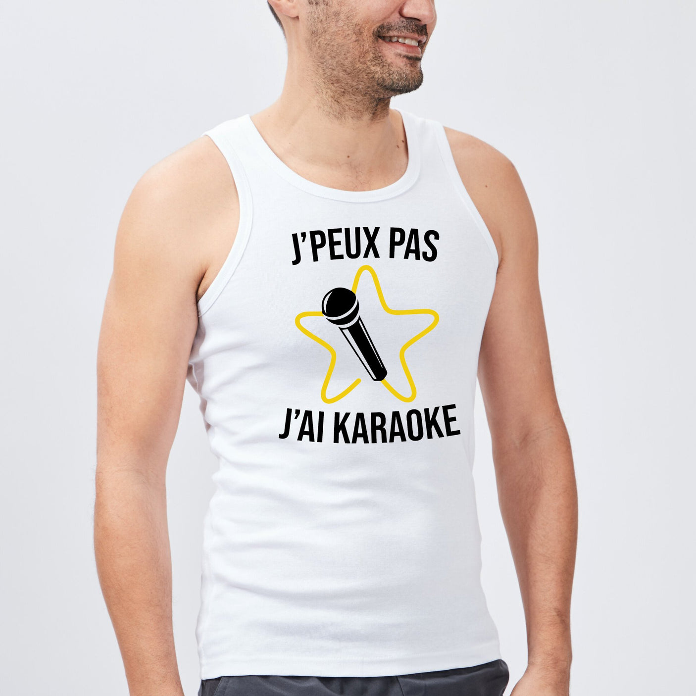 Débardeur Homme J'peux pas j'ai karaoke Blanc