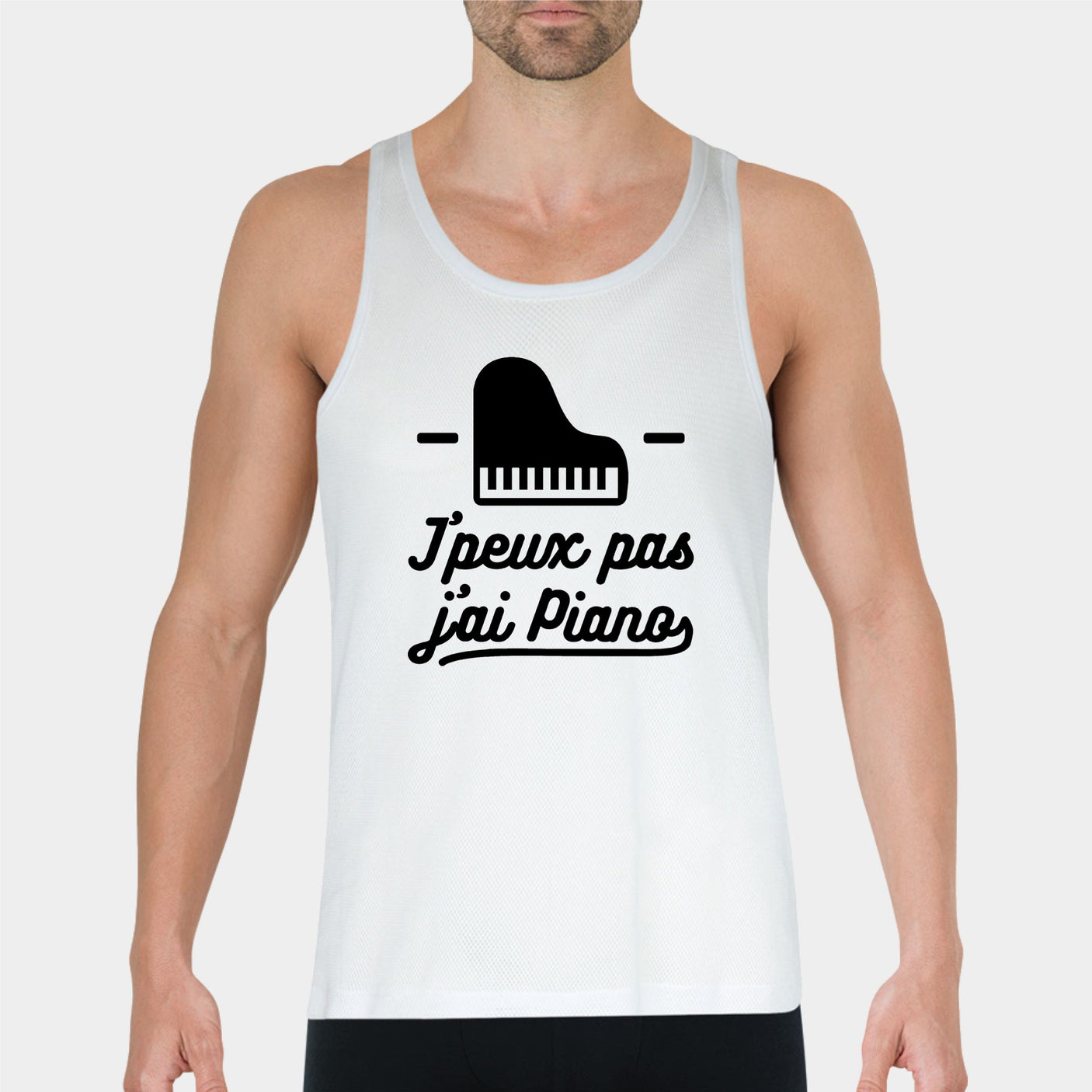 Débardeur Homme J'peux pas j'ai piano Blanc