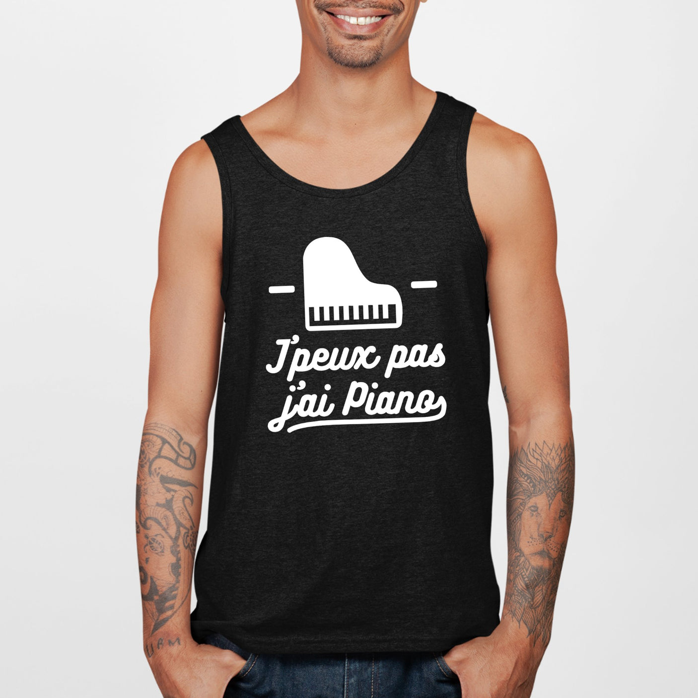 Débardeur Homme J'peux pas j'ai piano Noir