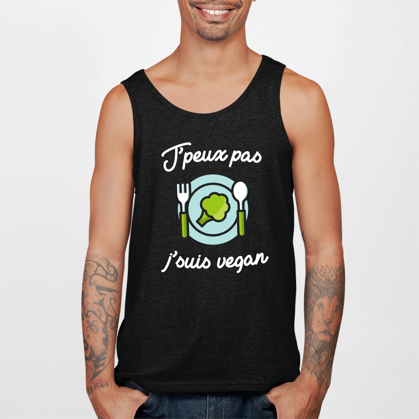 Débardeur Homme J'peux pas j'suis vegan Noir