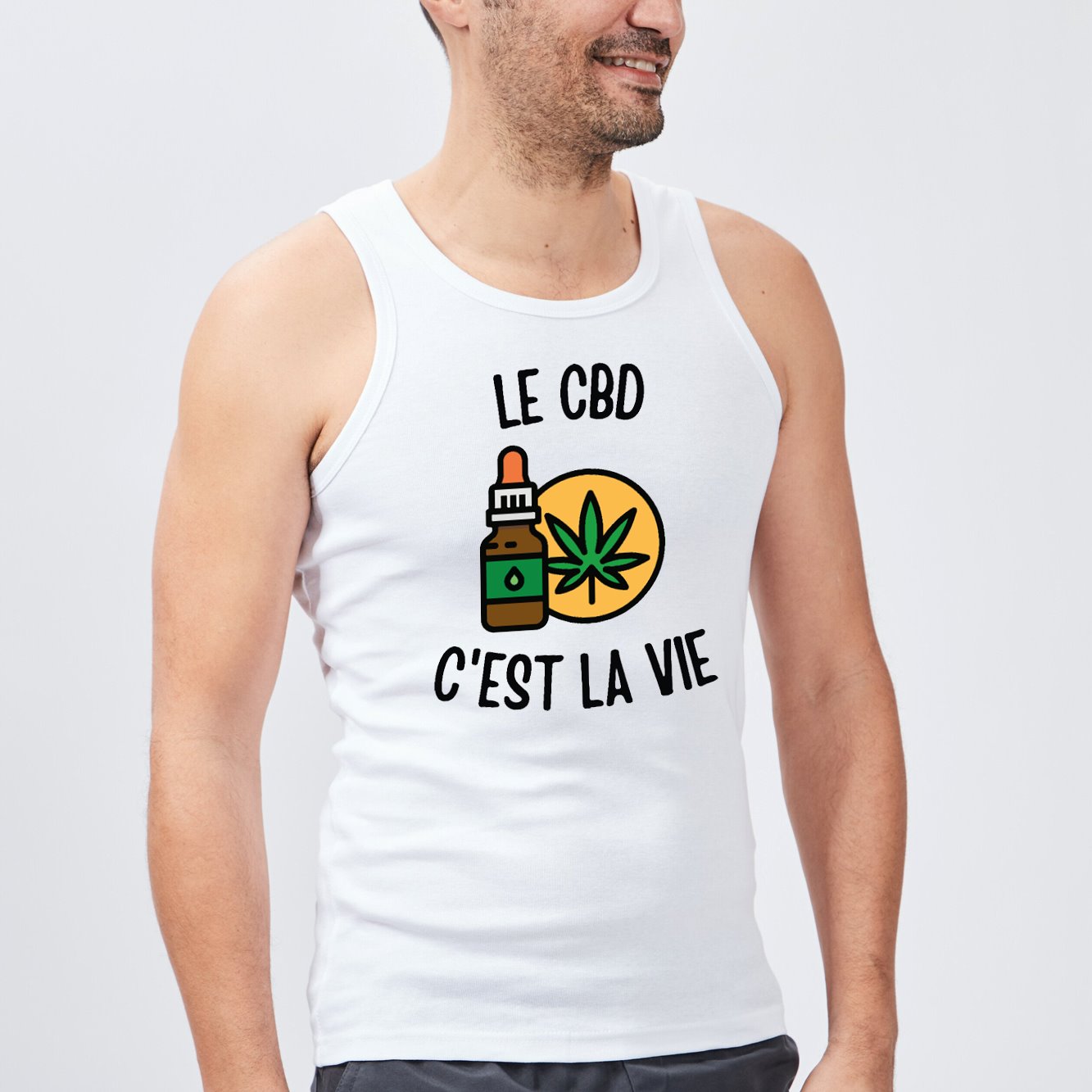 Débardeur Homme Le CBD c'est la vie Blanc