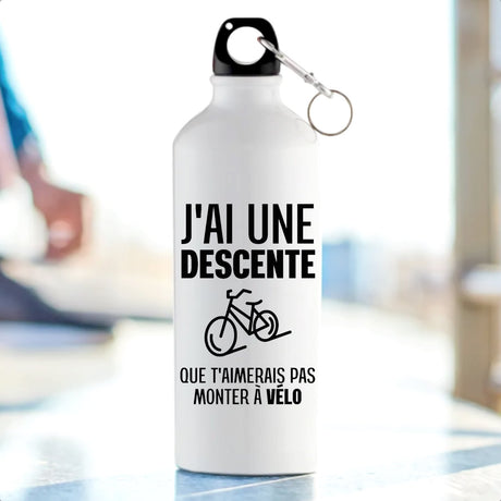 Gourde J'ai une descente que t'aimerais pas monter à vélo Blanc