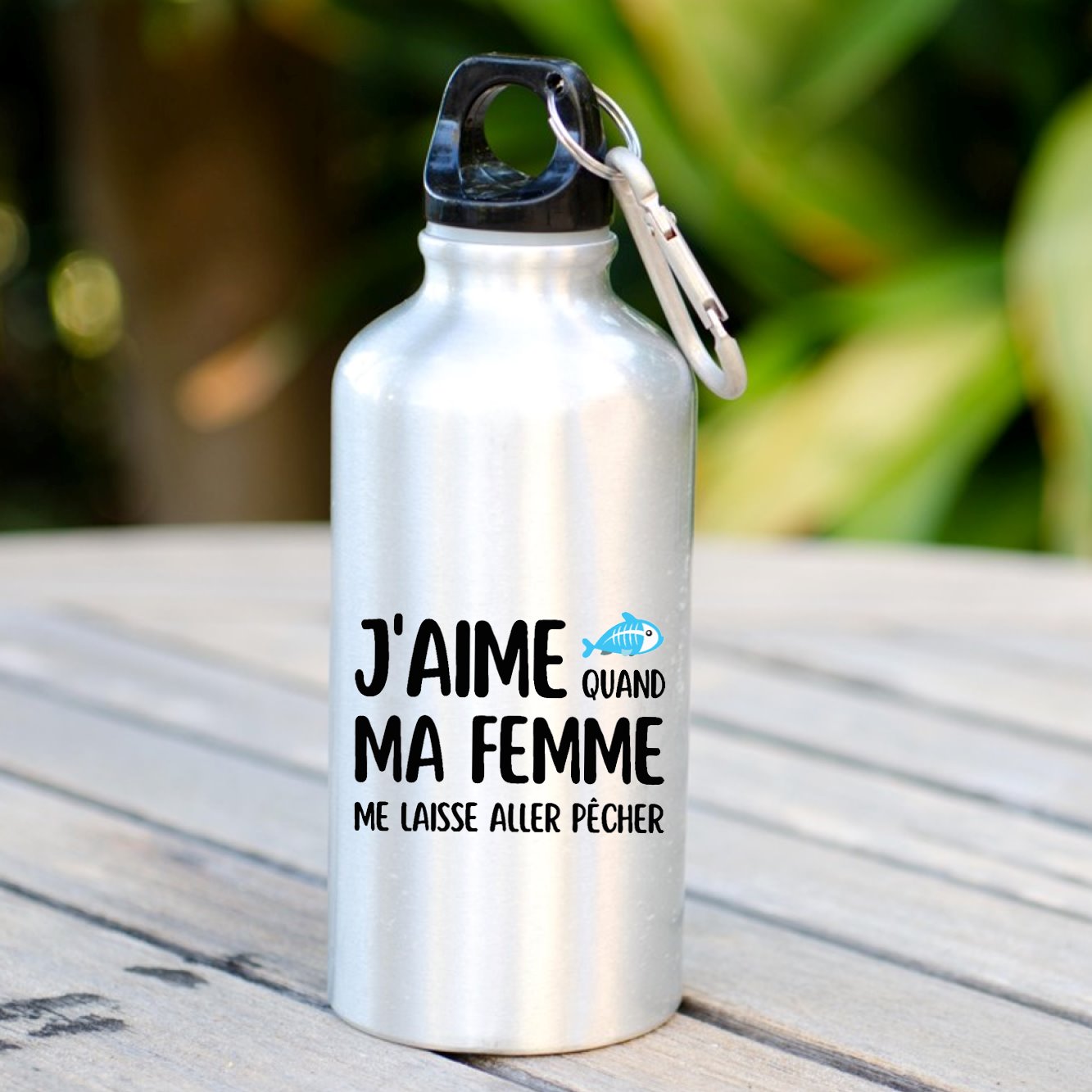 Gourde J'aime quand ma femme me laisse aller pêcher Blanc