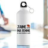 Gourde J'aime quand ma femme me laisse regarder le rugby Blanc