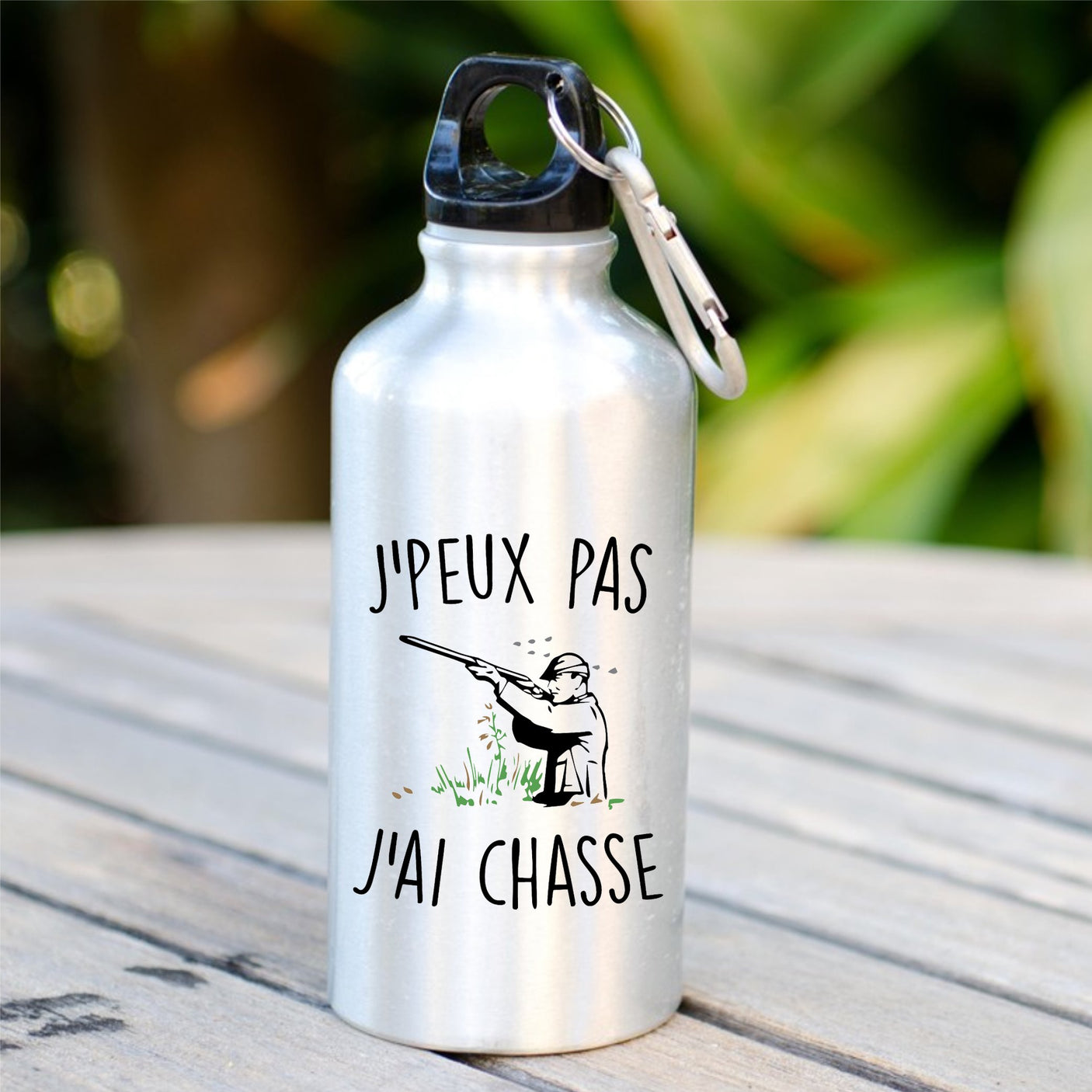 Gourde J'peux pas j'ai chasse Blanc