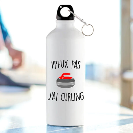 Gourde J'peux pas j'ai curling Blanc