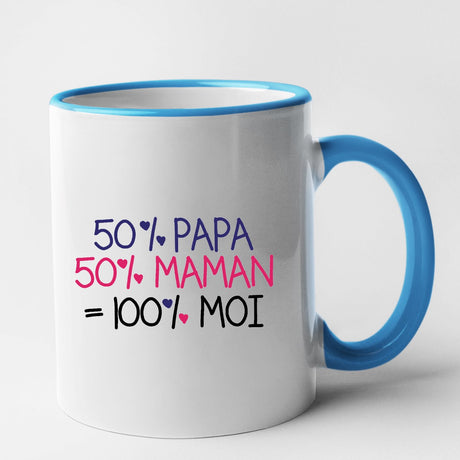 Mug 50% maman 50% papa Bleu