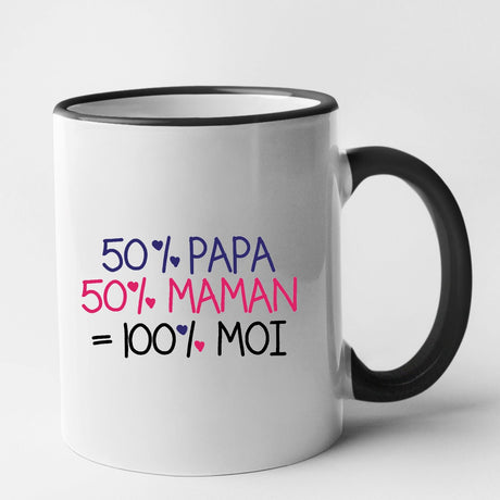 Mug 50% maman 50% papa Noir