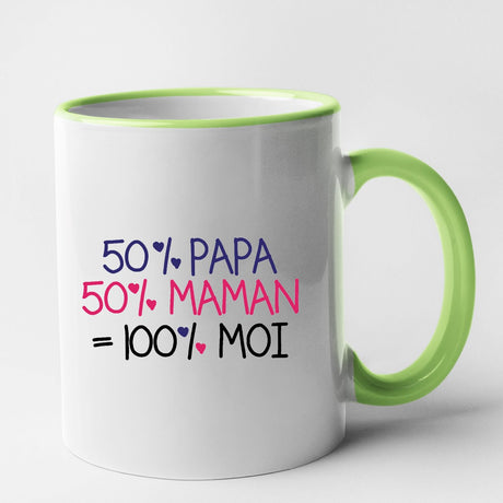 Mug 50% maman 50% papa Vert