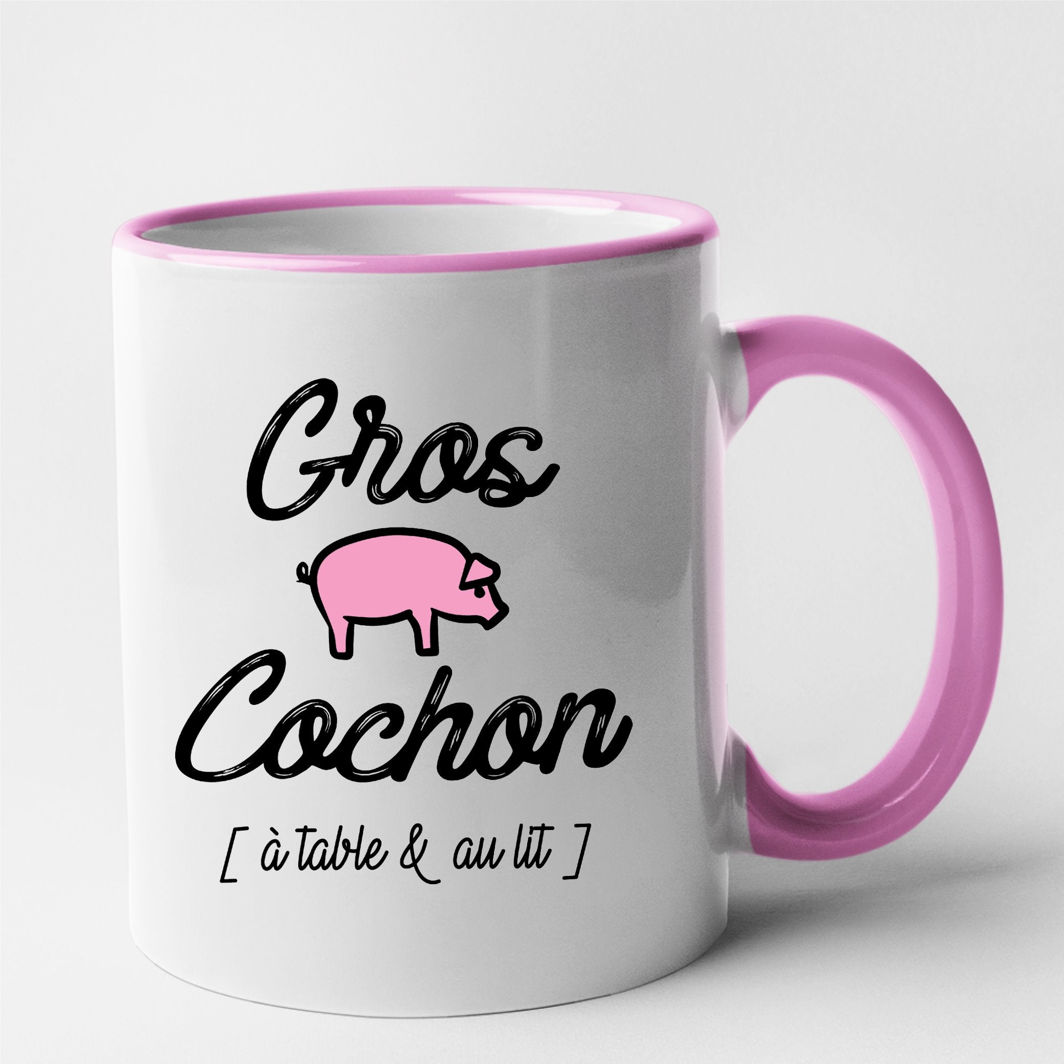 Mug Cochon Avec Couvercle – Rose Pâle – 9cm X 9cm – Style Vintage