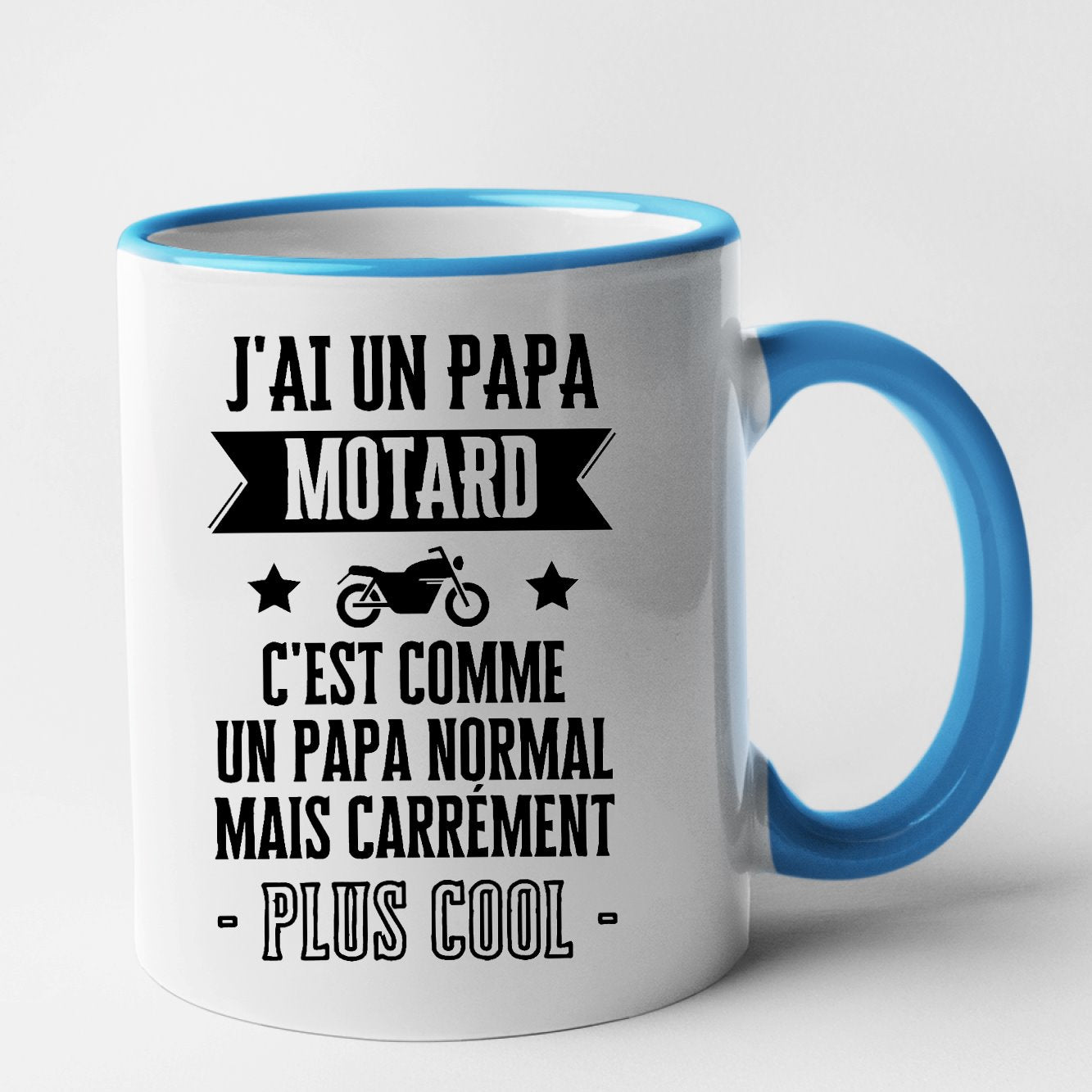 Mug J'ai un papa motard Bleu