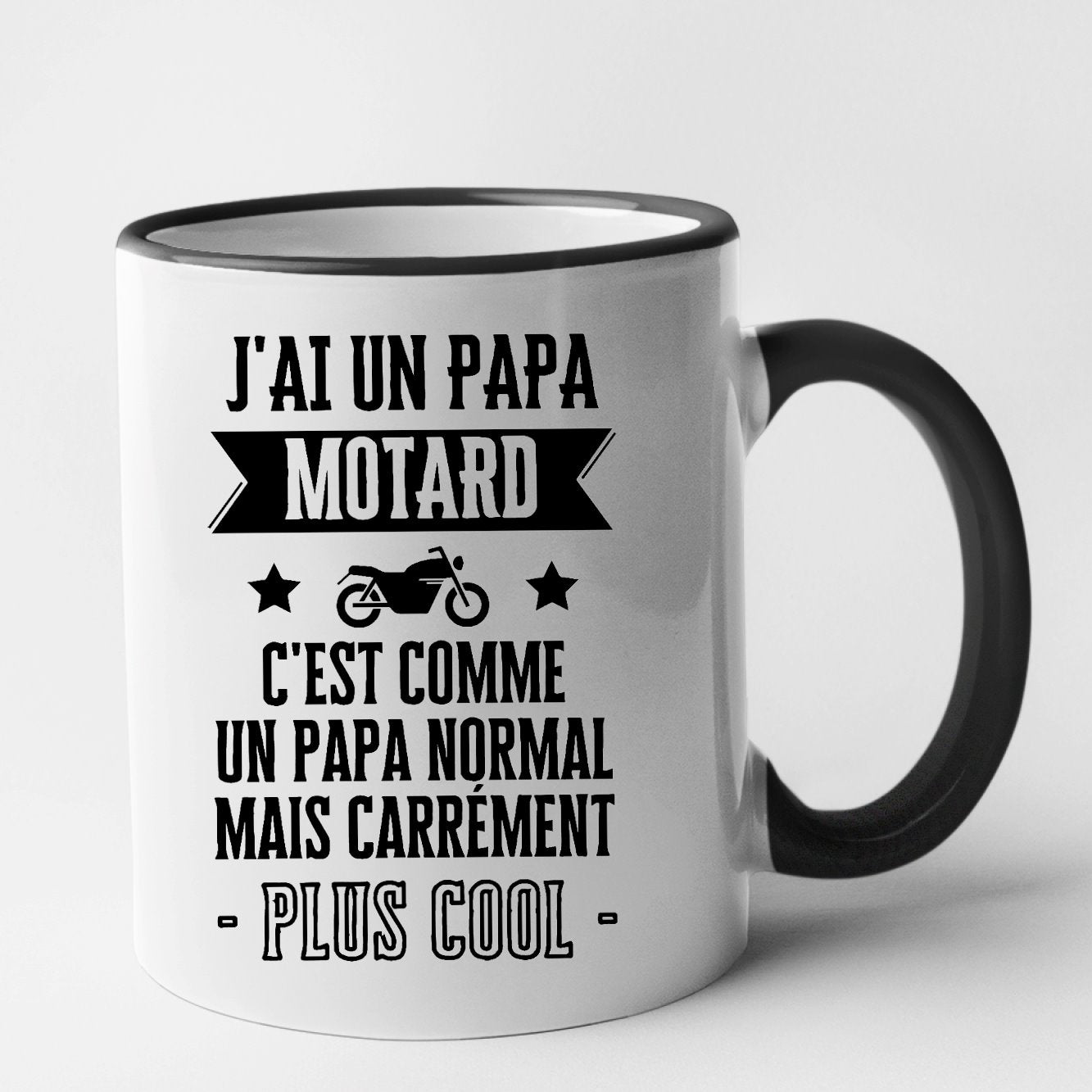 Mug J'ai un papa motard Noir