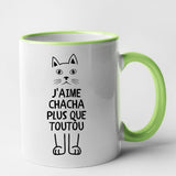 Mug J'aime chacha plus que toutou Vert