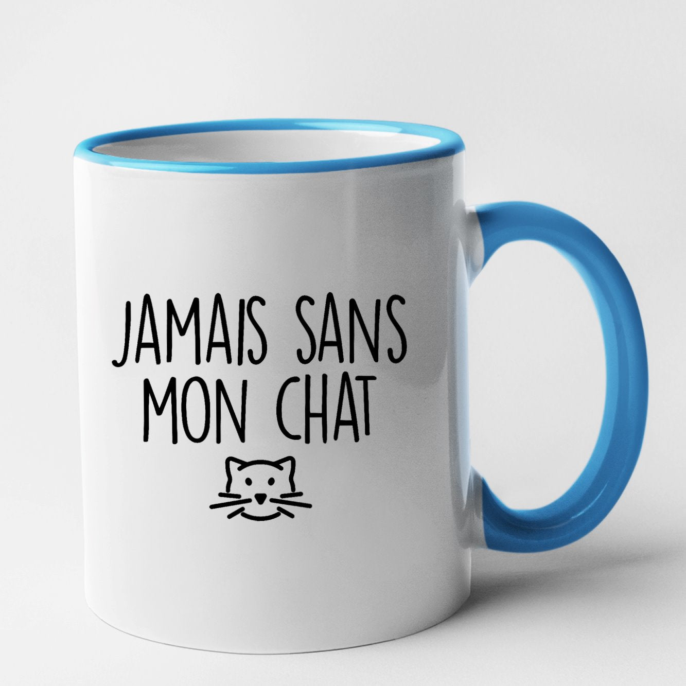 Mug Jamais sans mon chat Bleu