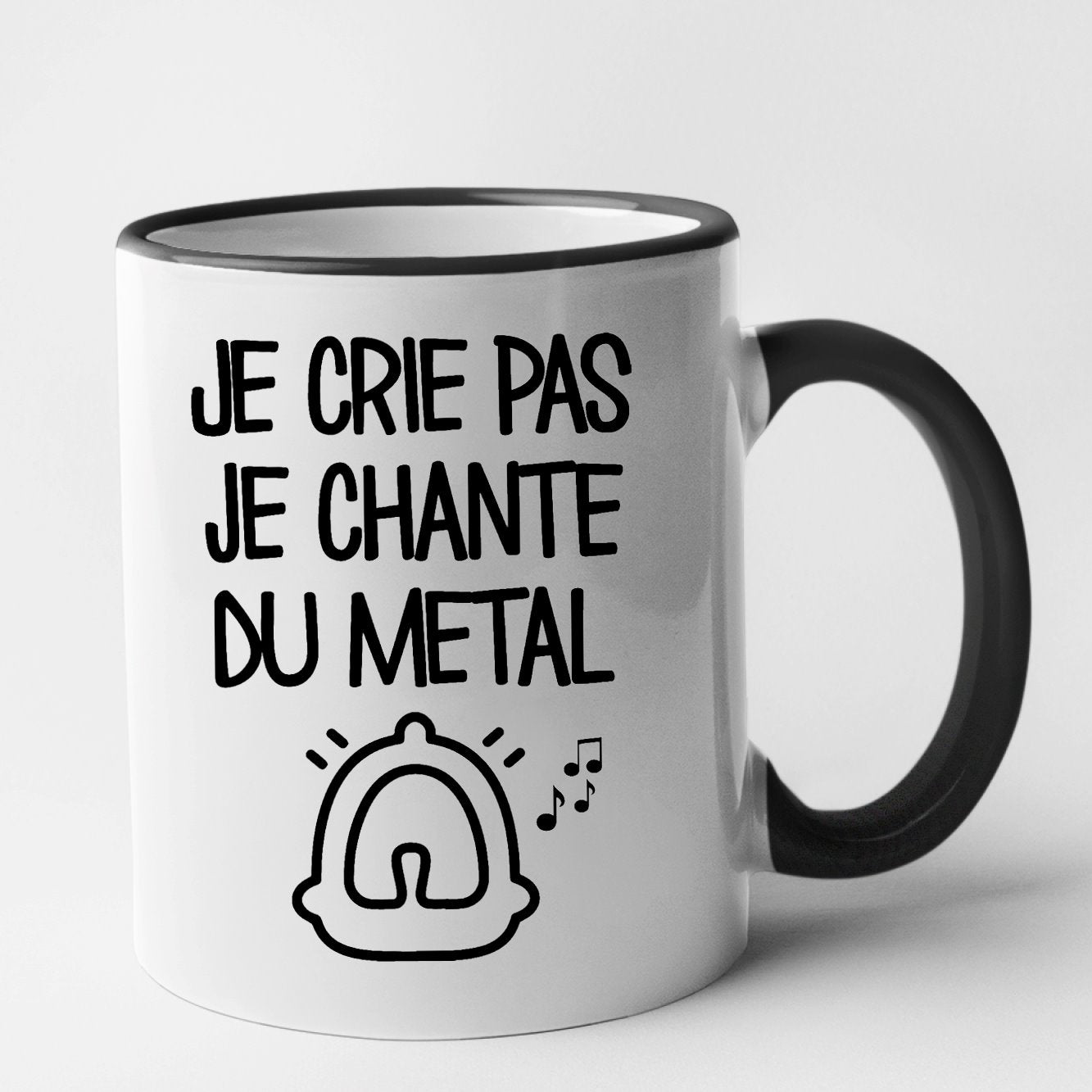 Mug Je crie pas je chante du métal Noir