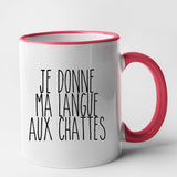 Mug Je donne ma langue aux chattes Rouge