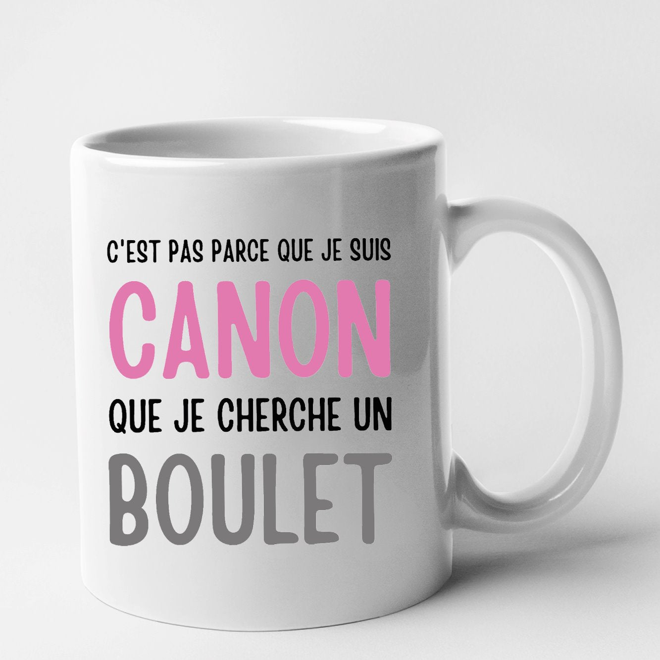 Mug Je suis canon mais je ne cherche pas un boulet Blanc