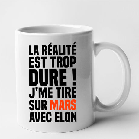 Mug J'me tire sur Mars avec Elon Blanc