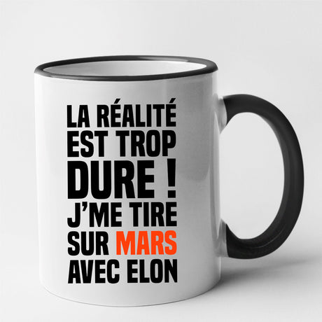 Mug J'me tire sur Mars avec Elon Noir
