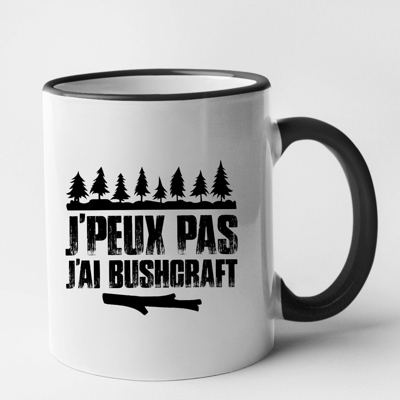 Mug J'peux pas j'ai bushcraft Noir