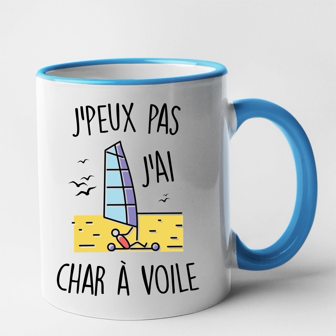 Mug J'peux pas j'ai char à voile Bleu