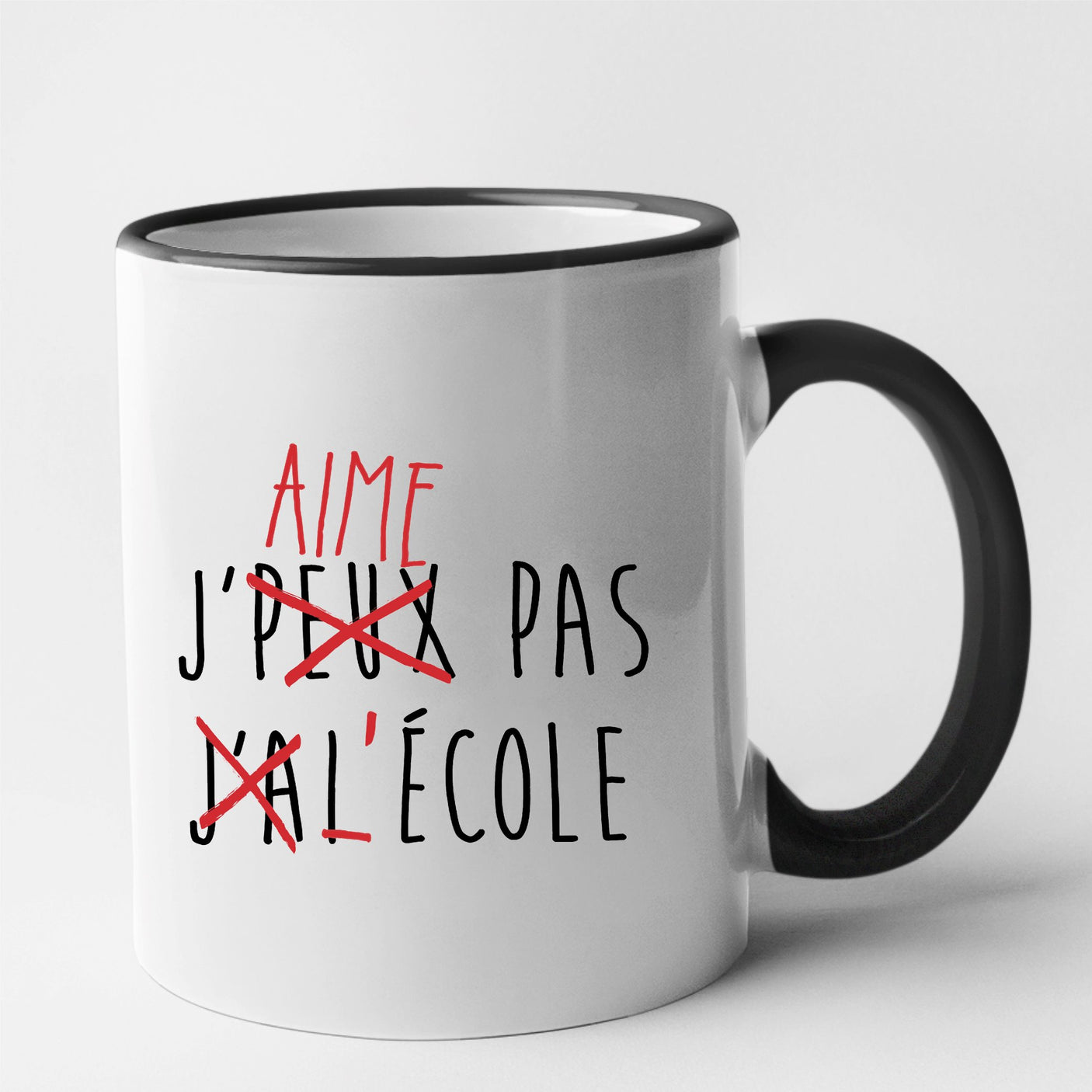 Mug J'peux pas j'ai école Noir