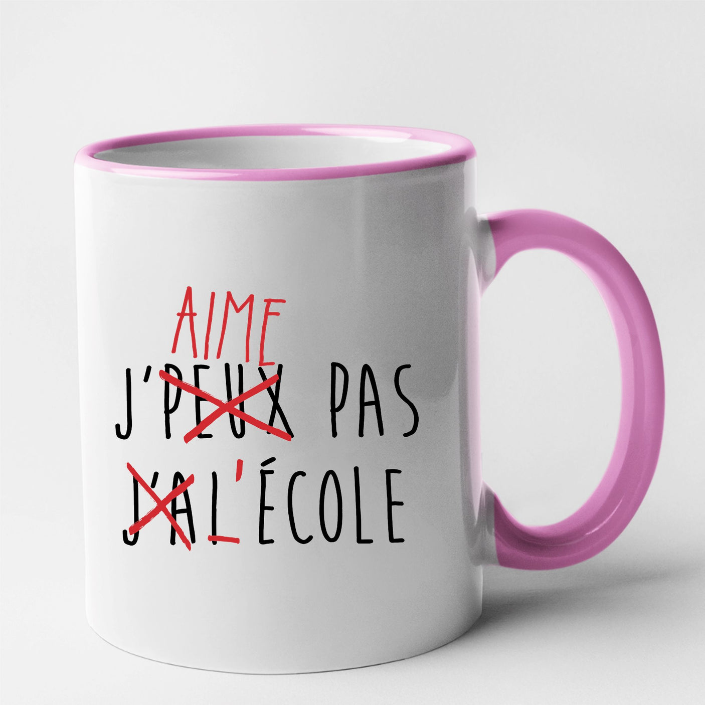 Mug J'peux pas j'ai école Rose