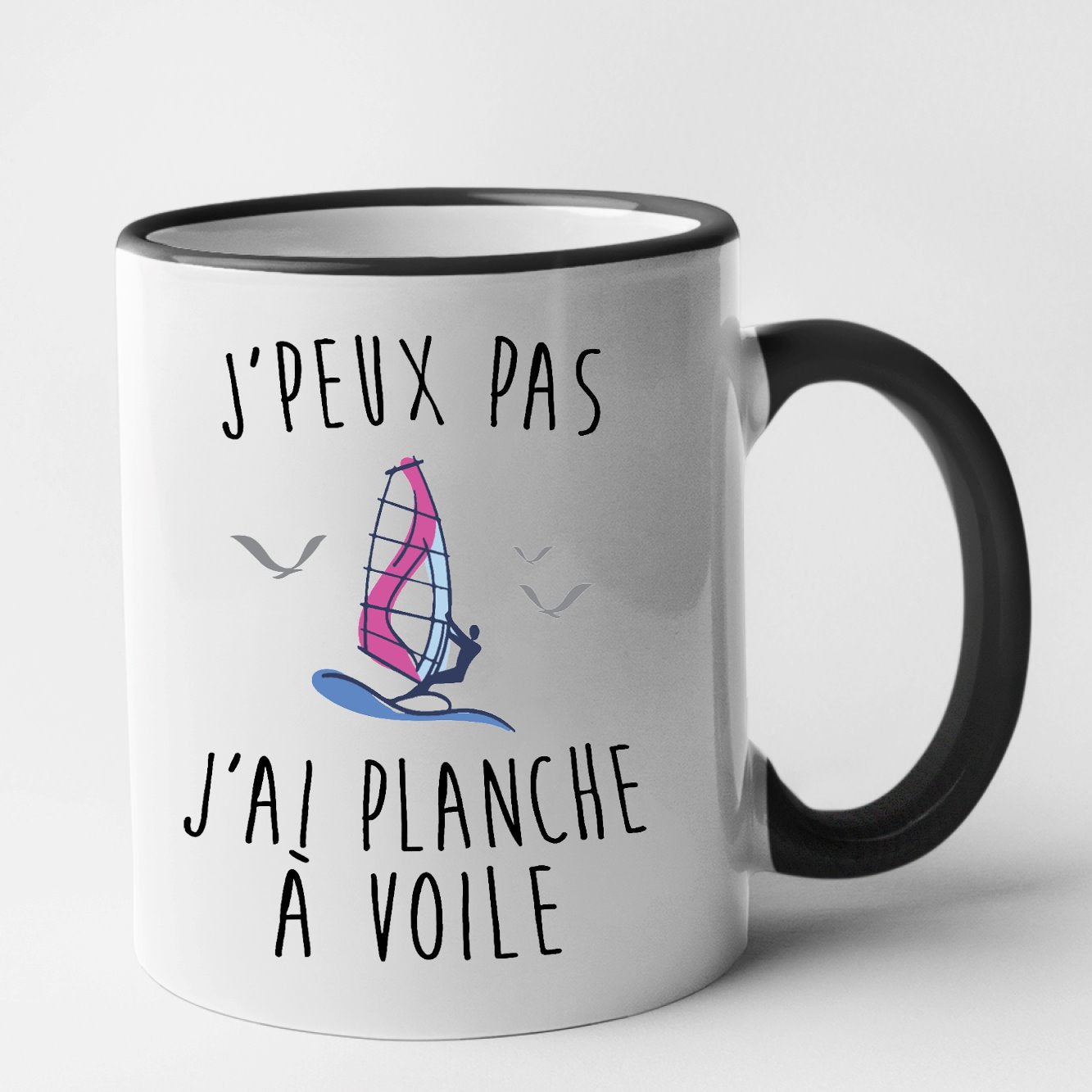 Mug J'peux pas j'ai planche à voile Noir