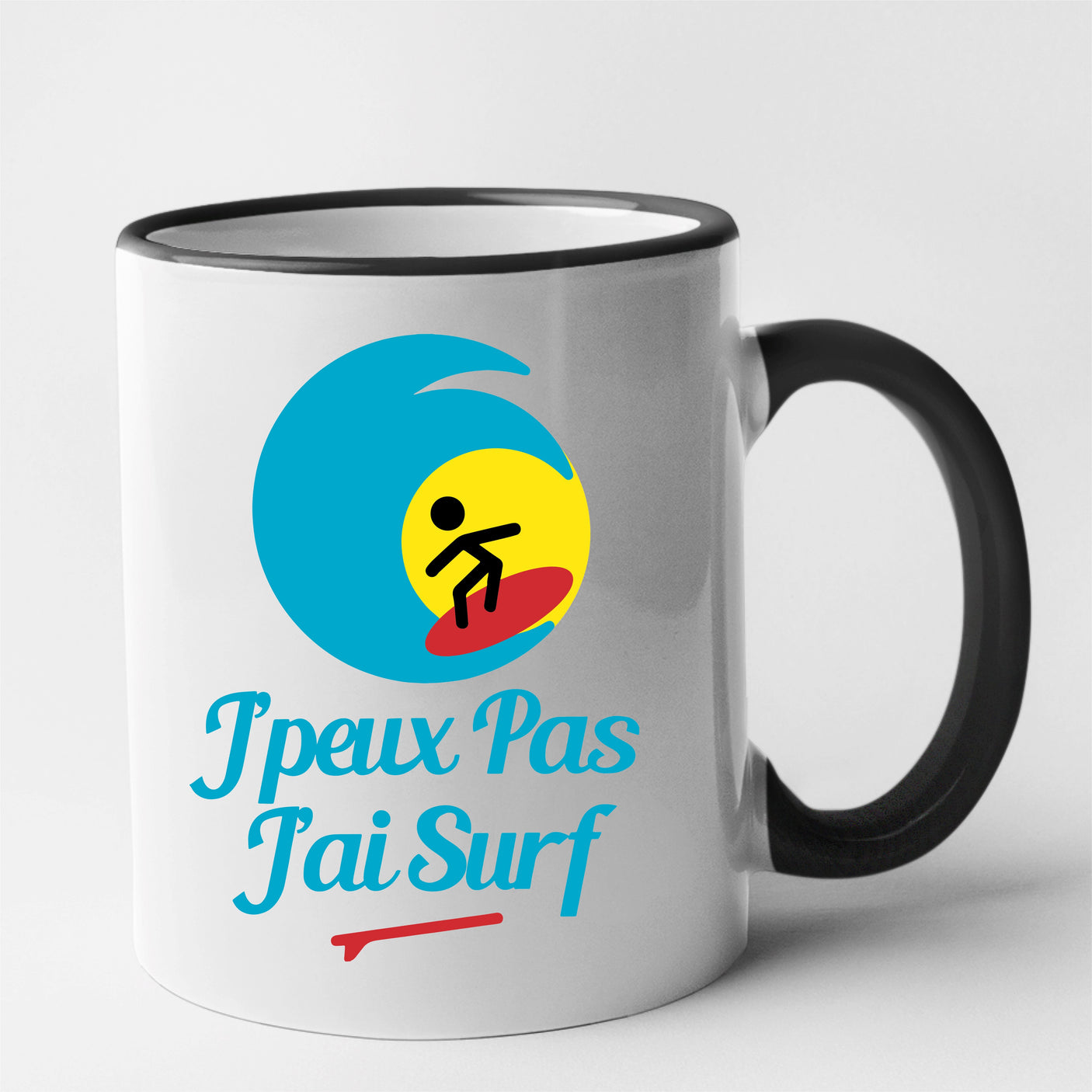 Mug J'peux pas j'ai surf Noir