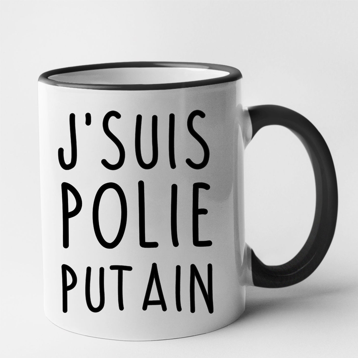 Mug J'suis polie putain Noir