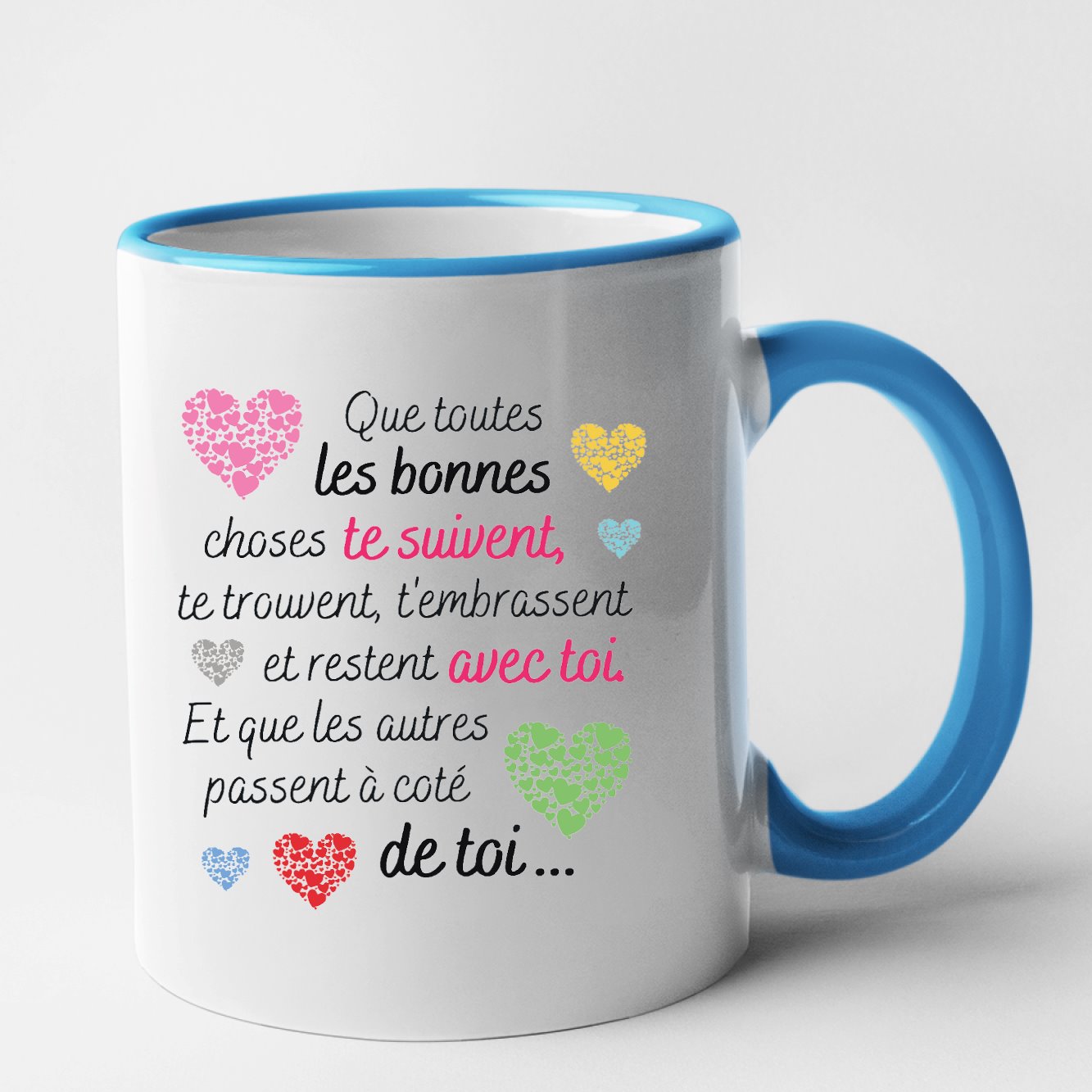 Mug Message motivant Les bonnes choses Bleu