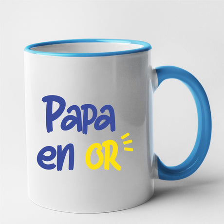 Mug Papa en or Bleu