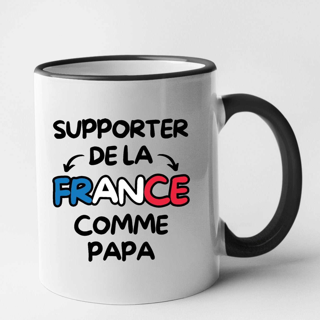 Mug Supporter de la France comme papa Noir
