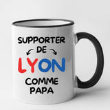 Mug Supporter de Lyon comme papa Noir