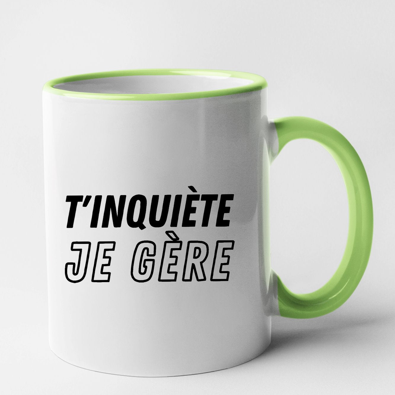 Mug T'inquiète je gère Vert