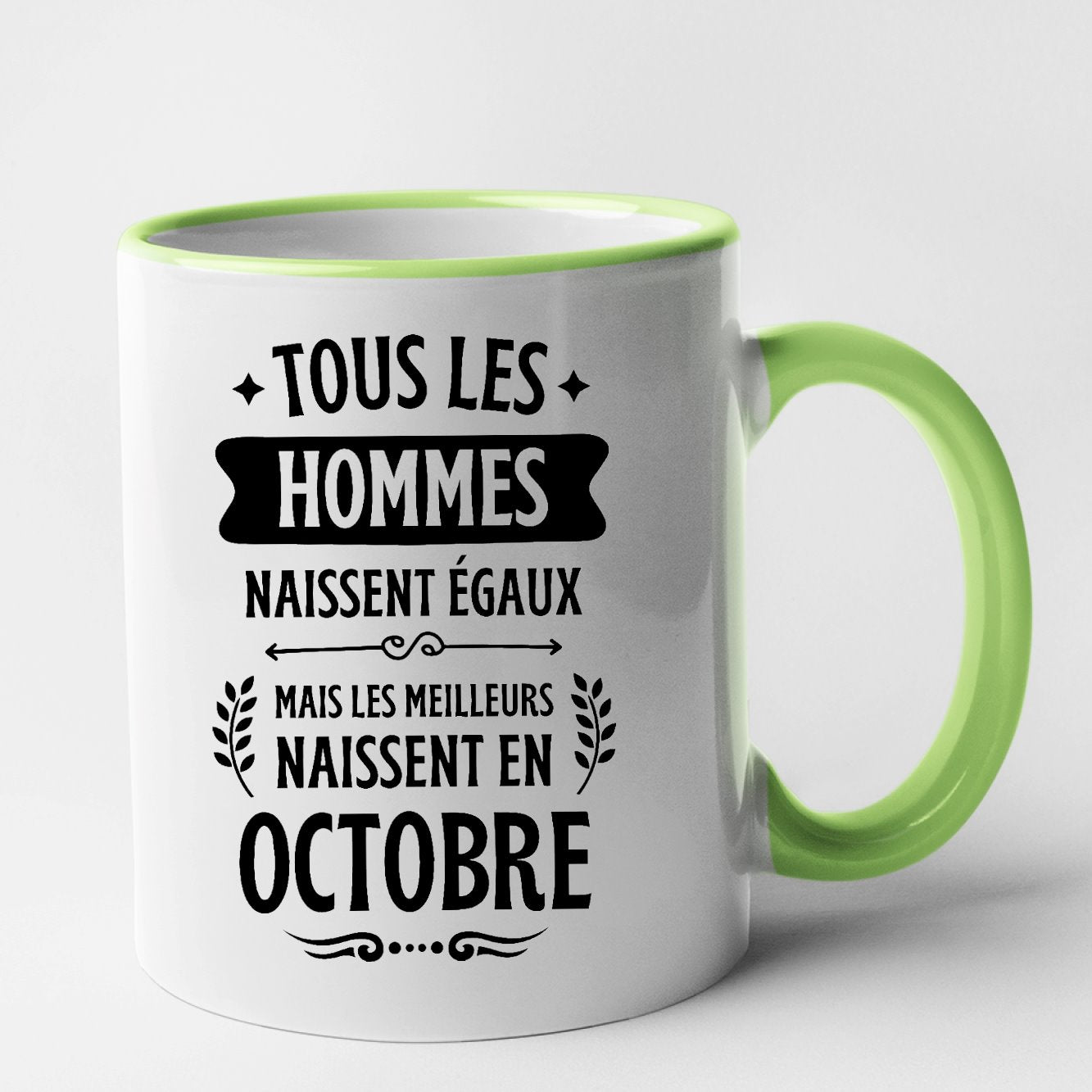 Mug Tous les hommes naissent égaux les meilleurs en octobre Vert