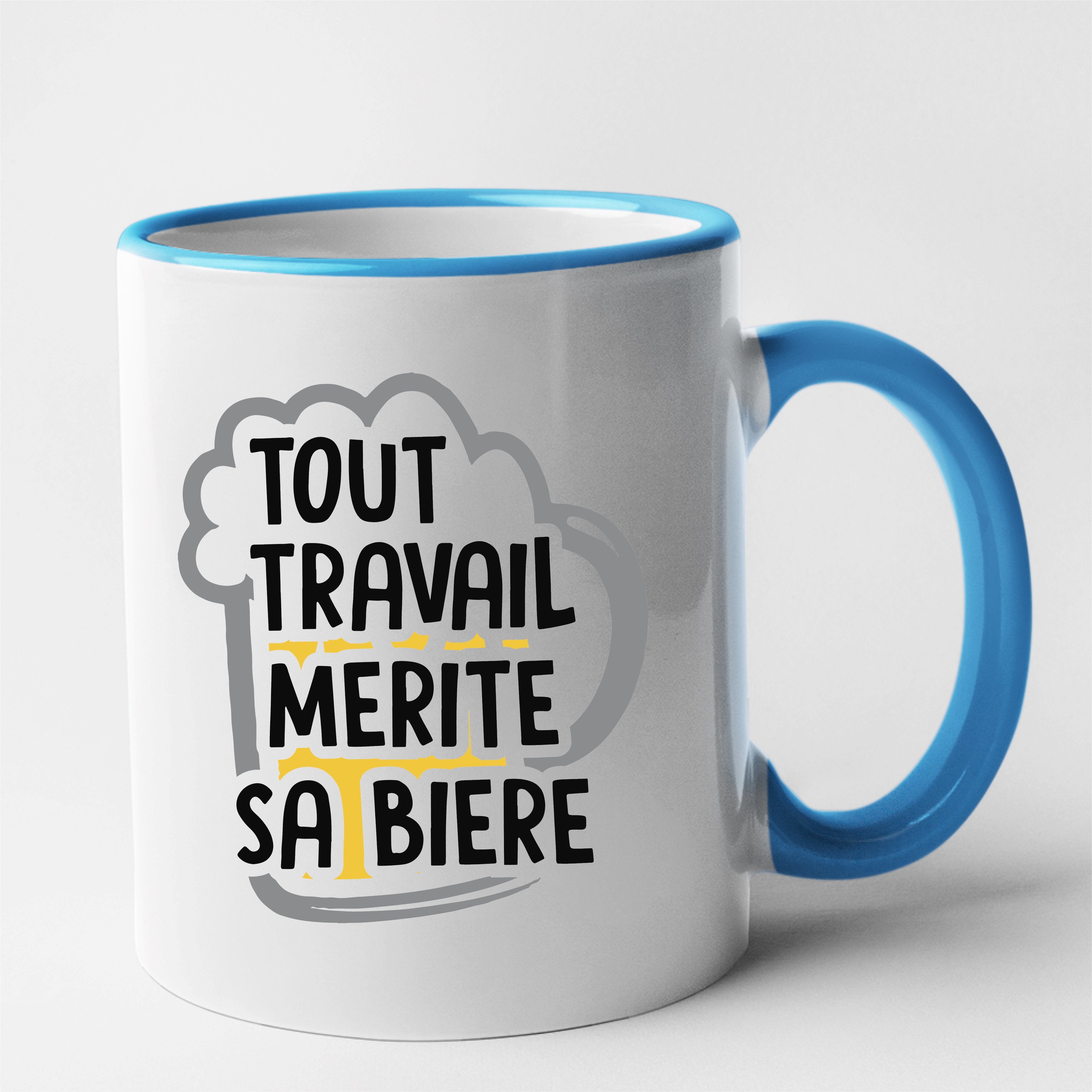 Mug Coeur Tout travail mérite sa bière, humour, citations - Benichan